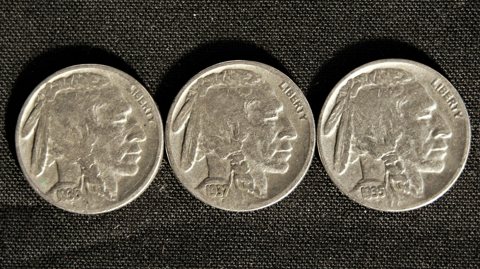 Buffalo Indian Head Nickel Lot (3) Coins With Full Dates - All Different Dates!