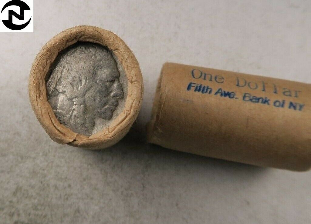 (1) Old Sealed Buffalo Nickel Half Roll // 20 Coins // Fifth Ave. Bank Of Ny